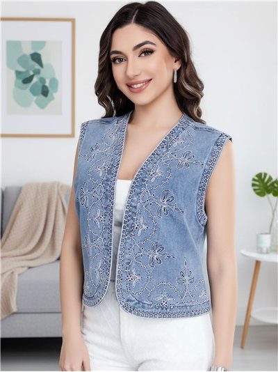 Chaleco denim bordado