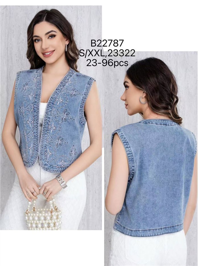 Chaleco denim bordado