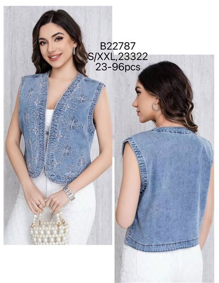 Chaleco denim bordado