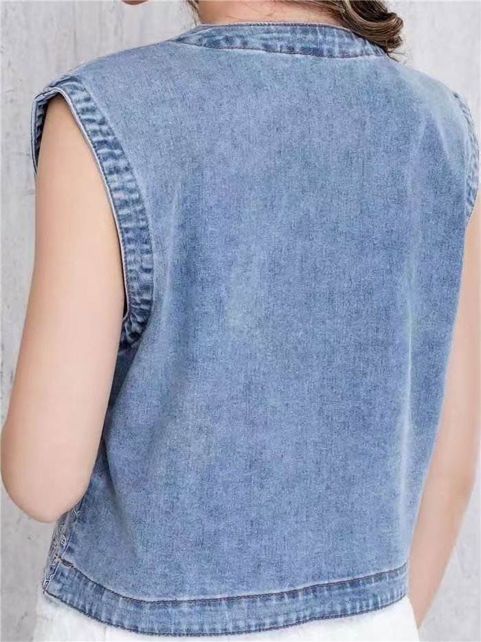 Chaleco denim bordado