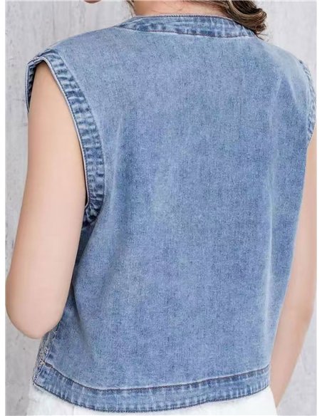 Chaleco denim bordado
