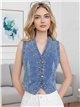 Chaleco denim bordado con botones