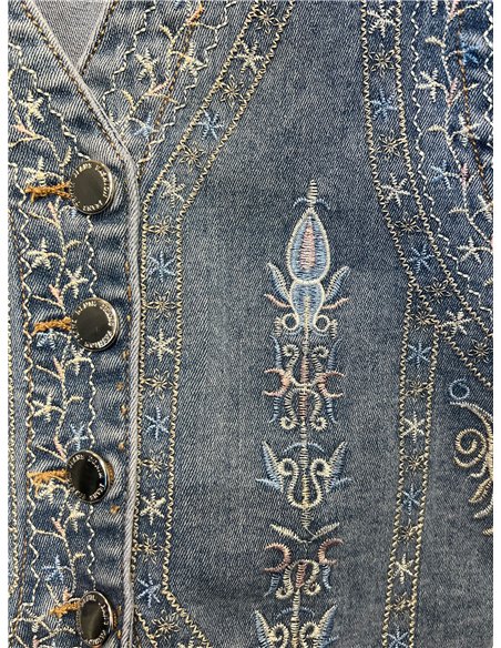 Chaleco denim bordado con botones
