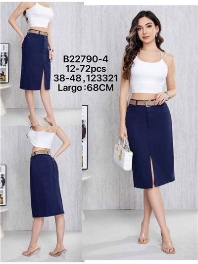 Jupe midi en jean avec ceinture et fente sur le devant 2