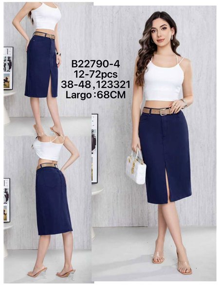 Jupe midi en jean avec ceinture et fente sur le devant