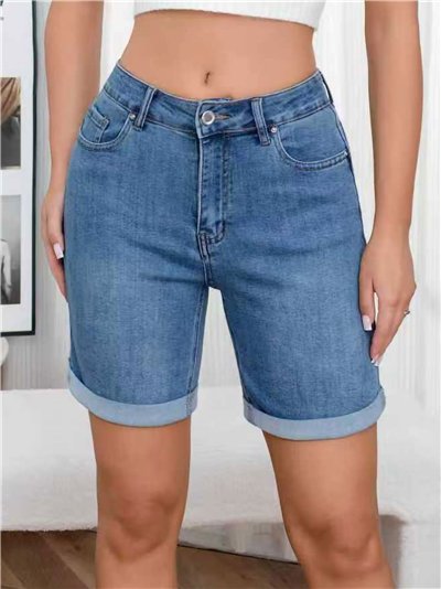 Jeans-Bermudashorts mit umgeschlagenem Rand