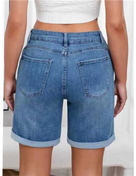 Bermuda in denim con risvolto