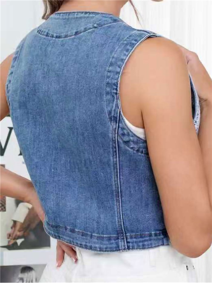 Chaleco denim bordado