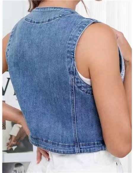 Chaleco denim bordado