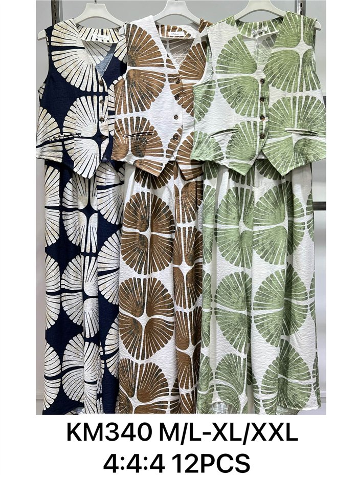 Conjunto tropical de chaleco y pantalón palazzo