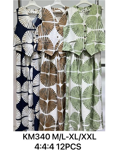 Conjunto tropical de chaleco y pantalón palazzo