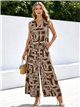 Conjunto geométrico de chaleco y pantalón palazzo