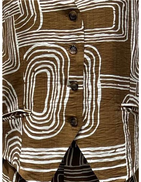 Conjunto geométrico de chaleco y pantalón palazzo