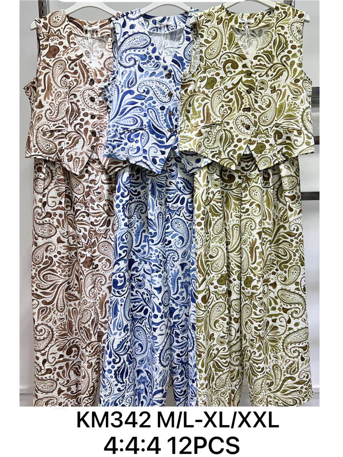 Conjunto paisley de chaleco y pantalón palazzo