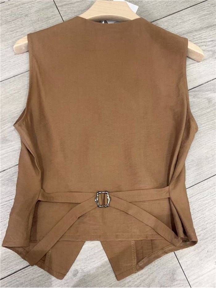 Conjunto liso de chaleco y pantalón palazzo