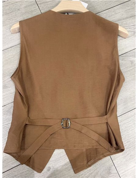 Conjunto liso de chaleco y pantalón palazzo