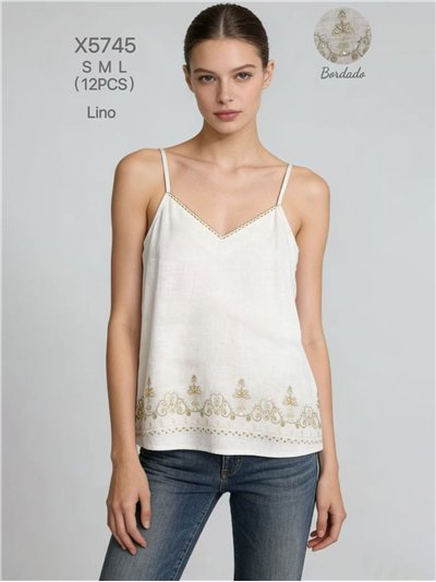 Blusa de linho bordada com lantejoulas. 2