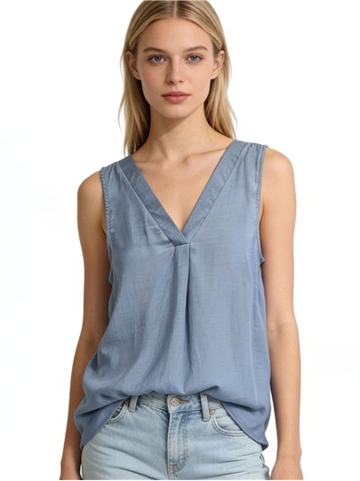 Top effetto seta con scollo a V