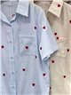 Conjunto camisa algodón con corazones bordados y short