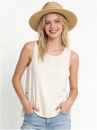 Leinenoberteil mit Knopfdetails