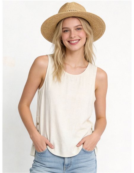 Leinenoberteil mit Knopfdetails