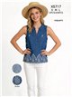 Blusa símil denim bordada sin mangas