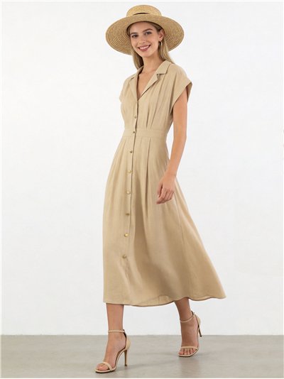 Vestido camisero midi de lino