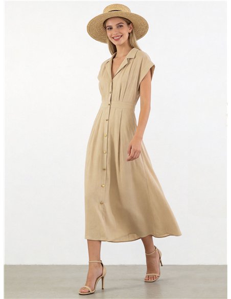 robe chemise midi en lin