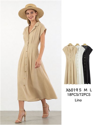 Vestido camisero midi de lino 2