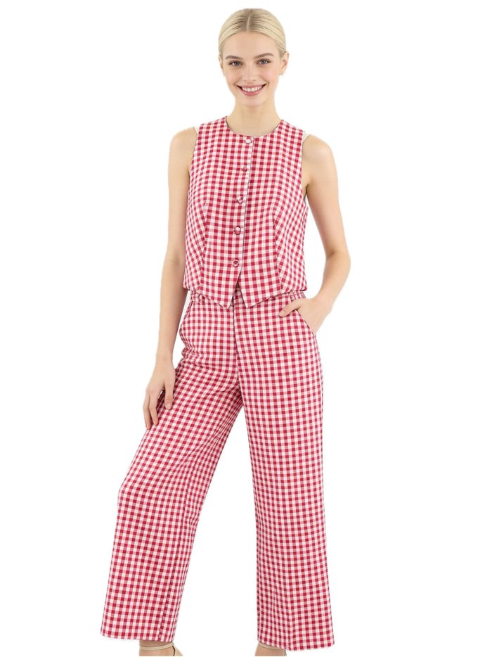 Conjunto chaleco cuadro vichy y pantalón