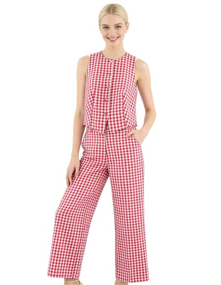 Conjunto chaleco cuadro vichy y pantalón