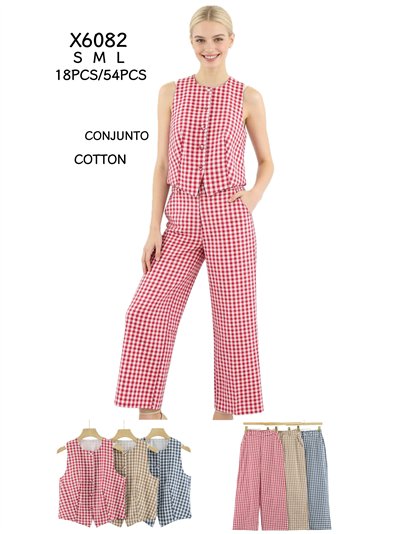 Conjunto chaleco cuadro vichy y pantalón 2