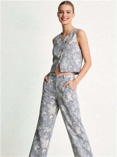 Completo composto da gilet e pantaloni con stampa floreale