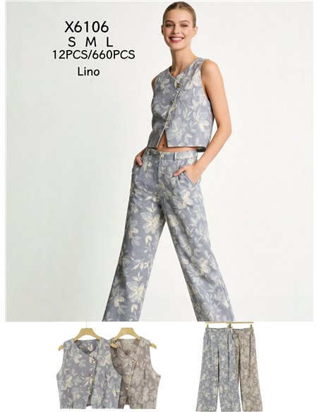 ensemble gilet et pantalon à fleurs
