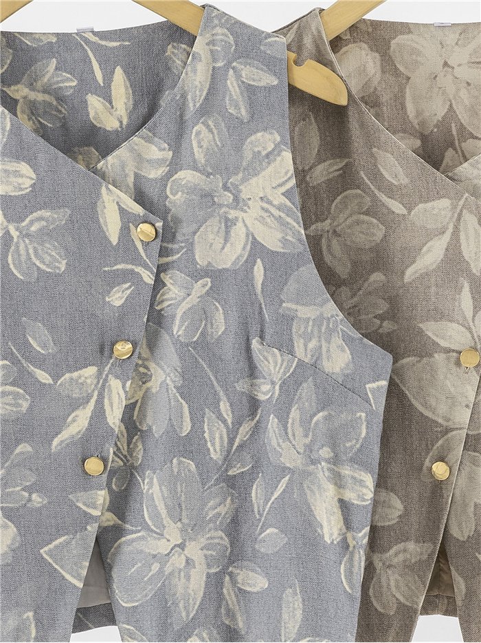 ensemble gilet et pantalon à fleurs