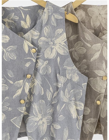 ensemble gilet et pantalon à fleurs