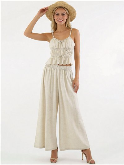 Conjunto top fruncido y pantalón ancho