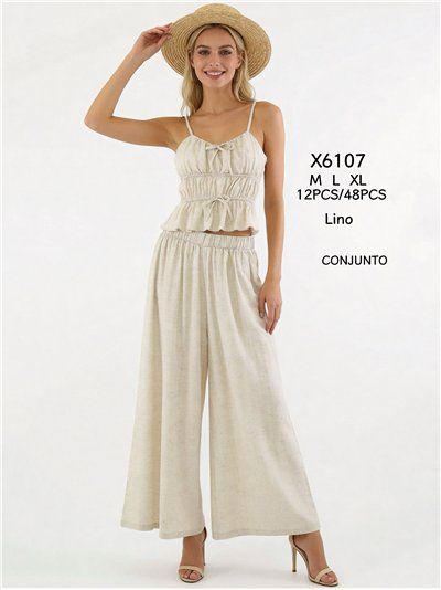 Conjunto top fruncido y pantalón ancho 2