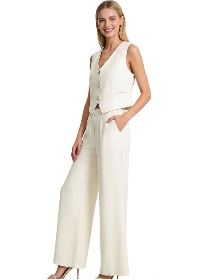 Conjunto chaleco sastre y pantalón palazzo