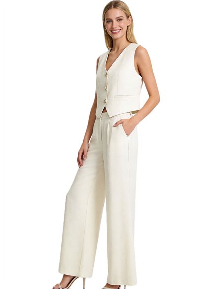 Conjunto chaleco sastre y pantalón palazzo
