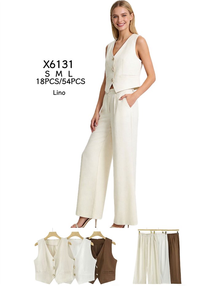 Conjunto chaleco sastre y pantalón palazzo