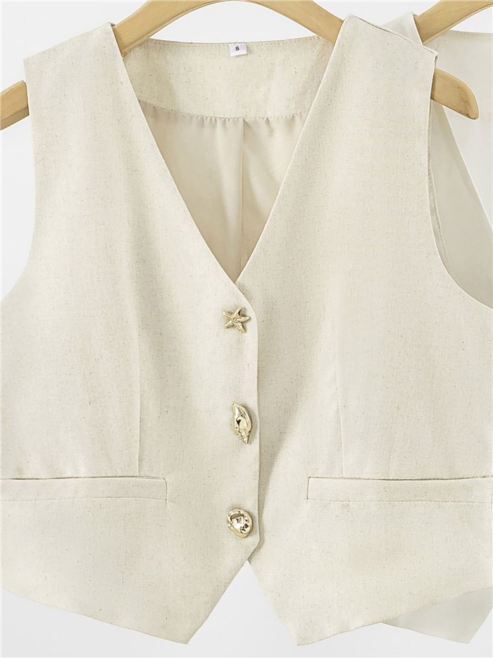 Conjunto chaleco sastre y pantalón palazzo