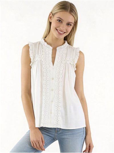 Chemisier sans manches en dentelle