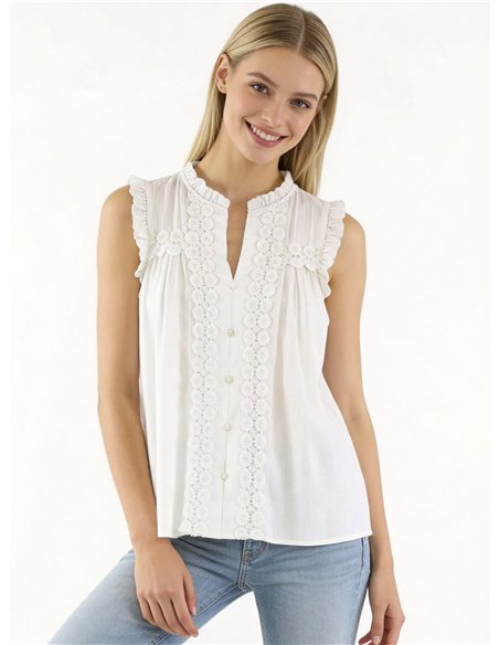 Chemisier sans manches en dentelle