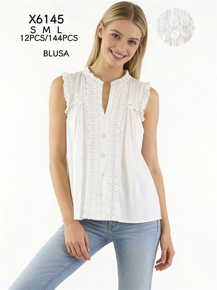 Chemisier sans manches en dentelle