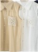 Camicia senza maniche con tasca all'uncinetto