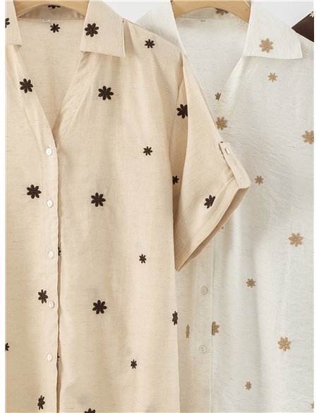 Conjunto camisa bordado flores y short