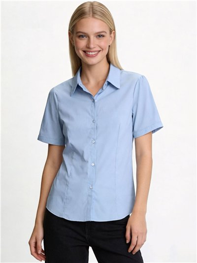 Camisa lisa de lycra de manga curta