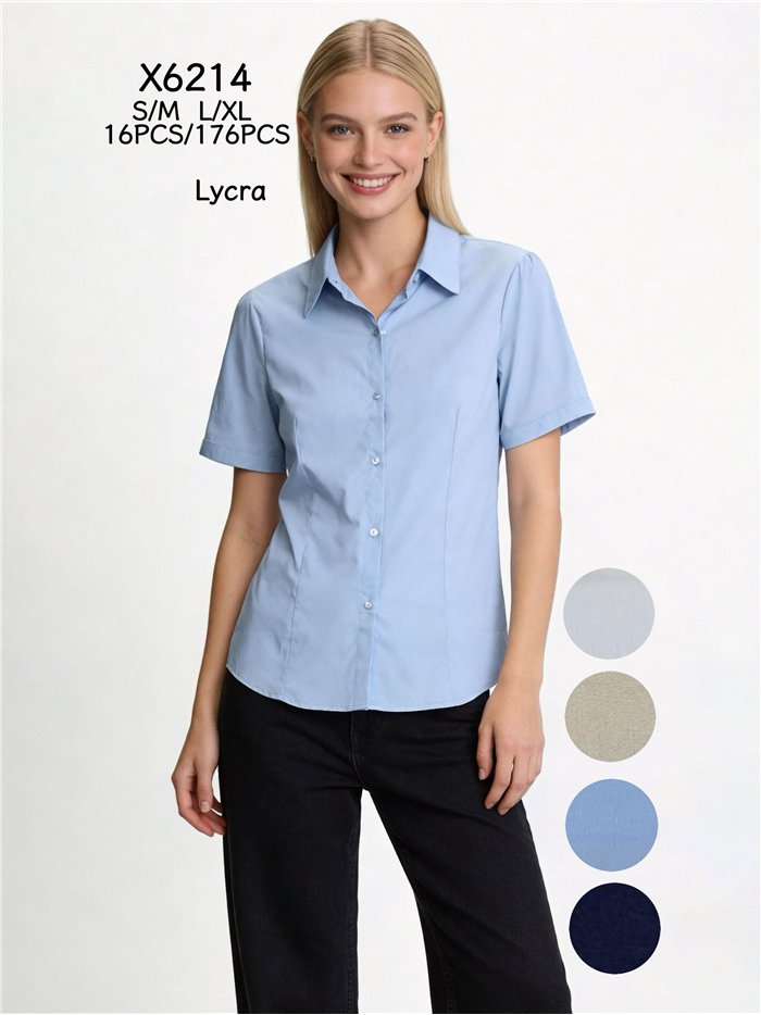 Camisa lisa de lycra de manga curta
