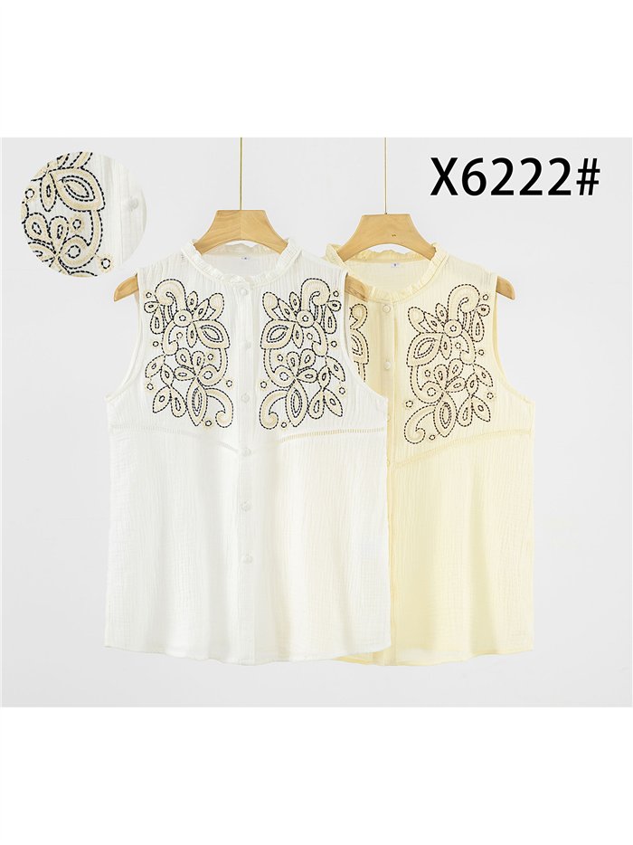 camicetta senza maniche ricamata